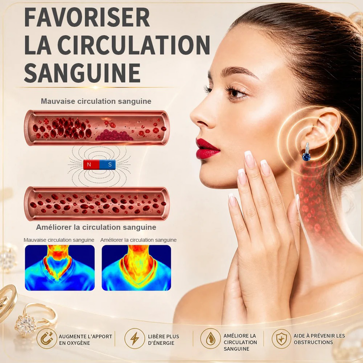 (VENTE SPÉCIALE – DERNIER JOUR : -80 % 🔥)  Boucles d’oreilles au germanium et au magnésium – Vitalité lymphatique et thérapie magnétique