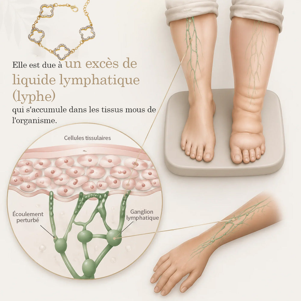 (VENTE SPÉCIALE – DERNIER JOUR : -80 % 🔥)  Bracelet Porte-Bonheur Trèfle à Quatre Feuilles– Vitalité lymphatique et thérapie magnétique