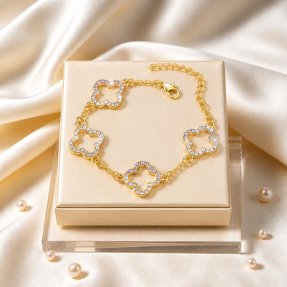 (VENTE SPÉCIALE – DERNIER JOUR : -80 % 🔥)  Bracelet Porte-Bonheur Trèfle à Quatre Feuilles– Vitalité lymphatique et thérapie magnétique