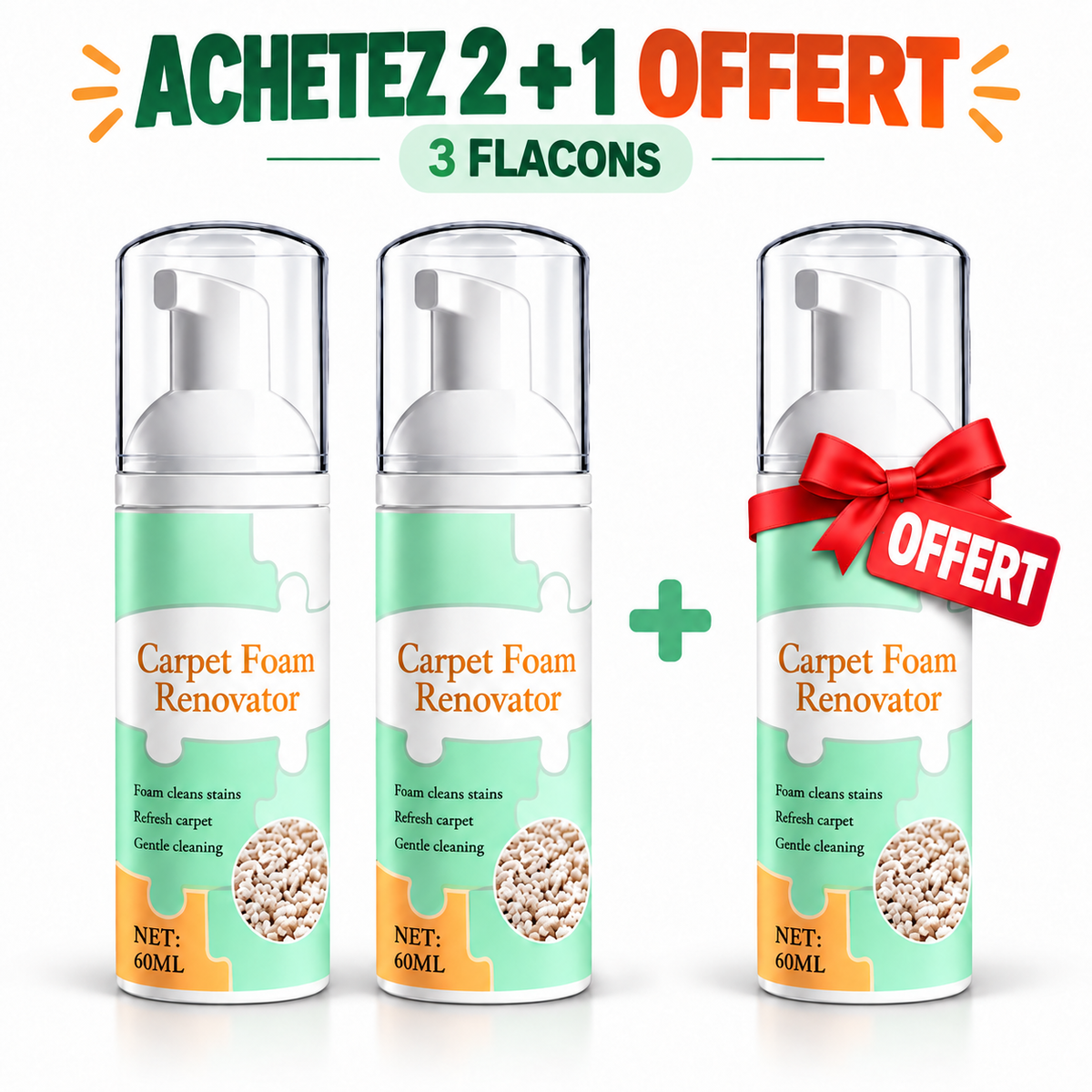 🔥−60 % AUJOURD’HUI💯 Mousse détachante sans eau pour tapis avec chiffon