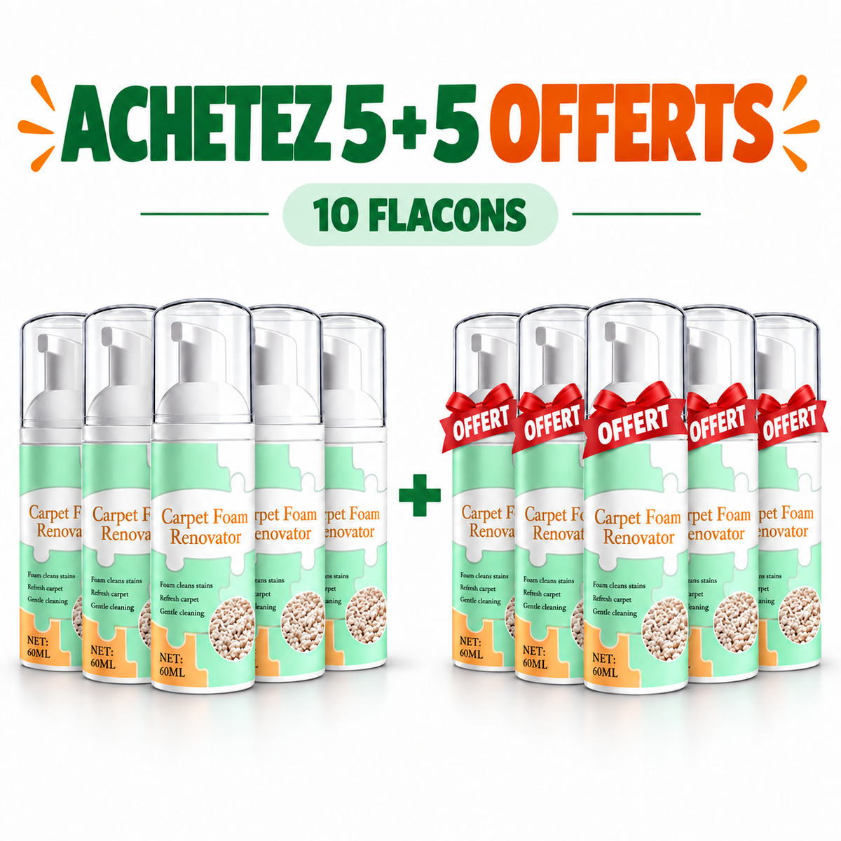 🔥−60 % AUJOURD’HUI💯 Mousse détachante sans eau pour tapis avec chiffon