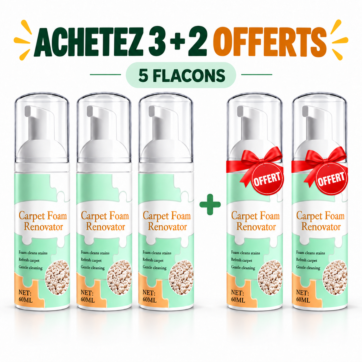 🔥−60 % AUJOURD’HUI💯 Mousse détachante sans eau pour tapis avec chiffon