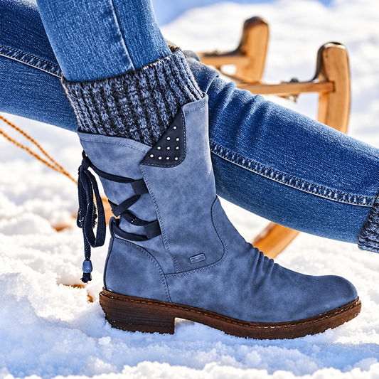 🔥 DERNIER JOUR – 80 % DE RÉDUCTION  Bottes d’hiver femme à soutien orthopédique, nœud & doublure chaude en laine